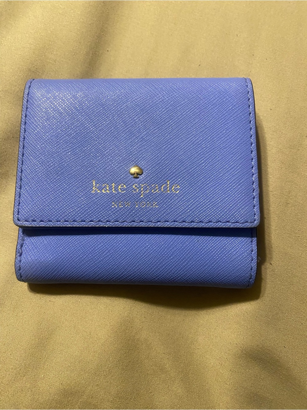 kate spade Periwinkle Saffiano Leather Fold Wallet with Gold Logo